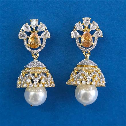 American Diamond Jhumki With 2 Tone Plating