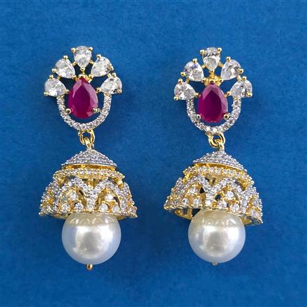 American Diamond Jhumki With 2 Tone Plating