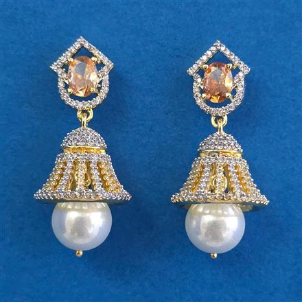 American Diamond Jhumki With 2 Tone Plating