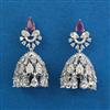 American Diamond Jhumki With Rhodium Plating