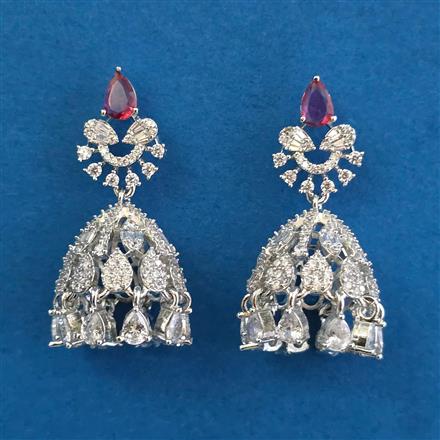 American Diamond Jhumki With Rhodium Plating