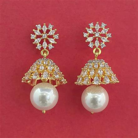 American Diamond Jhumki With Mehndi Plating 2 Tone Plating Rhodium Plating