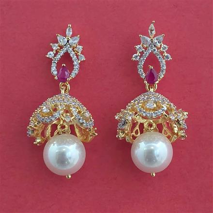 American Diamond Jhumki With 2 Tone Plating