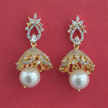 American Diamond Jhumki With 2 Tone Plating