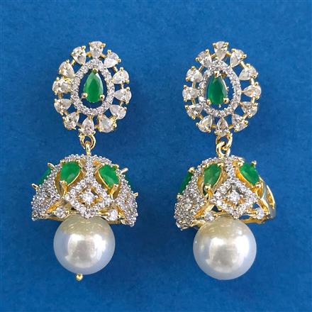 American Diamond Jhumki With 2 Tone Plating