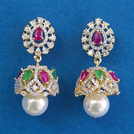 American Diamond Jhumki With 2 Tone Plating