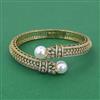 Cubic Zirconia Openable Kada With Mehndi Plating 2 Tone Plating Rhodium Plating