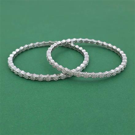 Cubic Zirconia Classic Bangles With Rhodium Plating