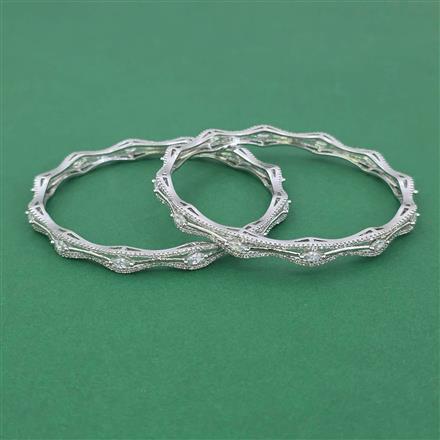 Cubic Zirconia Classic Bangles With Rhodium Plating