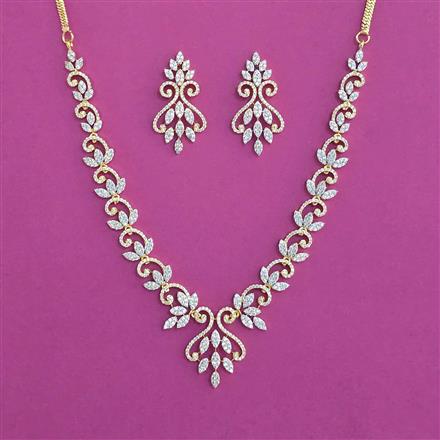 American Diamond Classic Necklace with Rhodium Plating 2 Tone Plating Mehndi Plating
