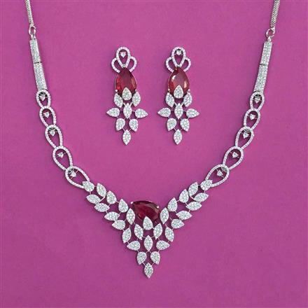 American Diamond Classic Necklace with Rhodium Plating
