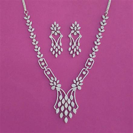 American Diamond Classic Necklace with Rhodium Plating 2 Tone Plating Mehndi Plating