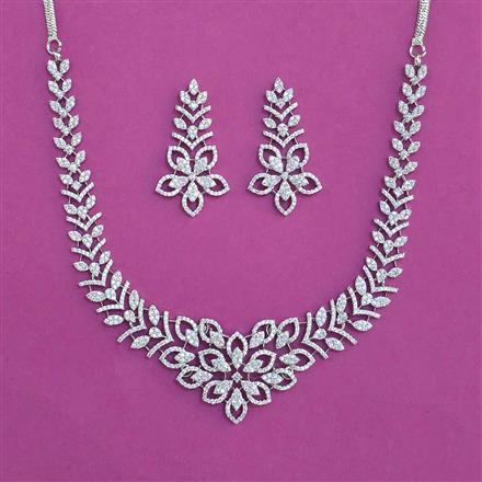 American Diamond Classic Necklace with Rhodium Plating 2 Tone Plating Mehndi Plating