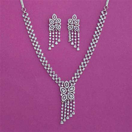 American Diamond Classic Necklace with Rhodium Plating 2 Tone Plating Mehndi Plating