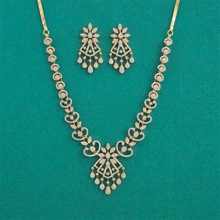 American Diamond Classic Necklace With 2 Tone Plating Rhodium Plating