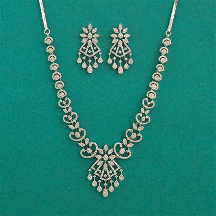 American Diamond Classic Necklace With 2 Tone Plating Rhodium Plating