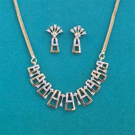 American Diamond Classic Necklace With 2 Tone Plating Rhodium Plating