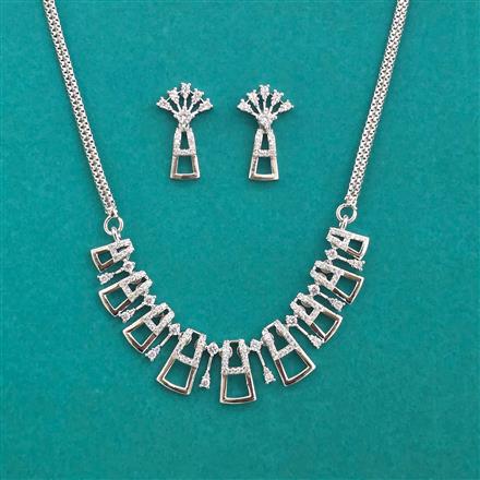 American Diamond Classic Necklace With 2 Tone Plating Rhodium Plating