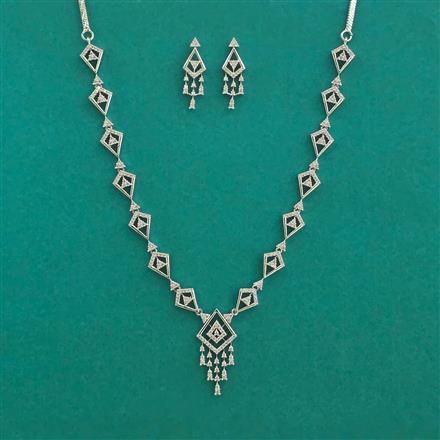 American Diamond Classic Necklace With 2 Tone Plating Rhodium Plating