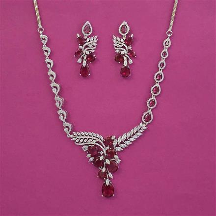 American Diamond Classic Necklace With Rhodium Plating