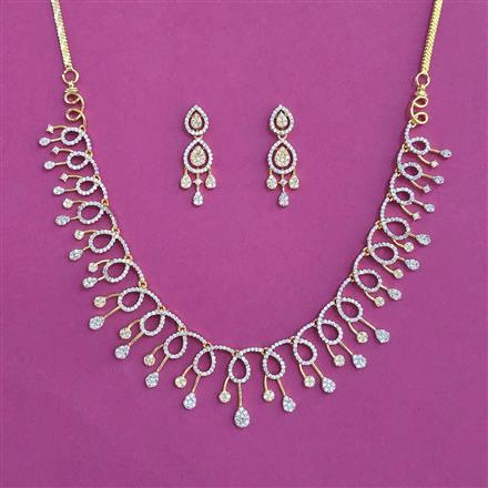 American Diamond Classic Necklace With 2 Tone Plating Rhodium Plating