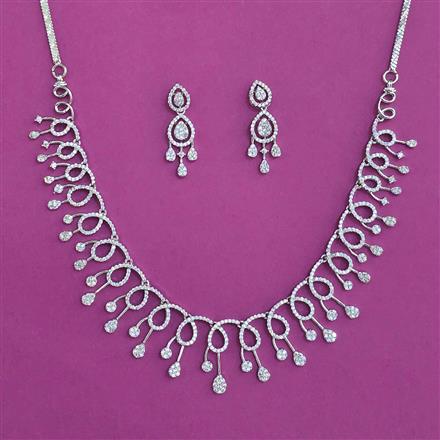 American Diamond Classic Necklace With 2 Tone Plating Rhodium Plating