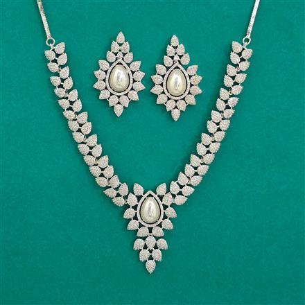 American Diamond Classic Necklace With 2 Tone Plating Rhodium Plating