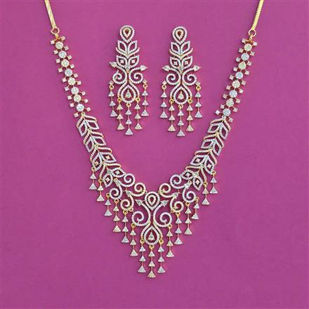 American Diamond Classic Necklace With 2 Tone Plating Rhodium Plating