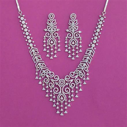 American Diamond Classic Necklace With 2 Tone Plating Rhodium Plating