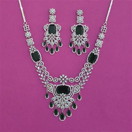 American Diamond Classic Necklace With Rhodium Plating