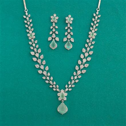 American Diamond Classic Necklace With Rhodium Plating