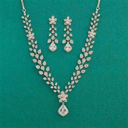 American Diamond Classic Necklace With Rhodium Plating