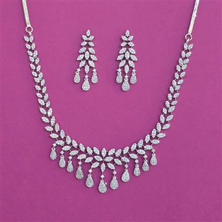 American Diamond Classic Necklace With 2 Tone Plating Rhodium Plating