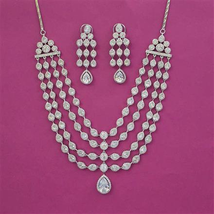 American Diamond Classic Necklace With Rhodium Plating