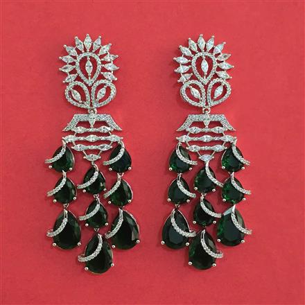 American Diamond Long Earring With Rhodium Plating
