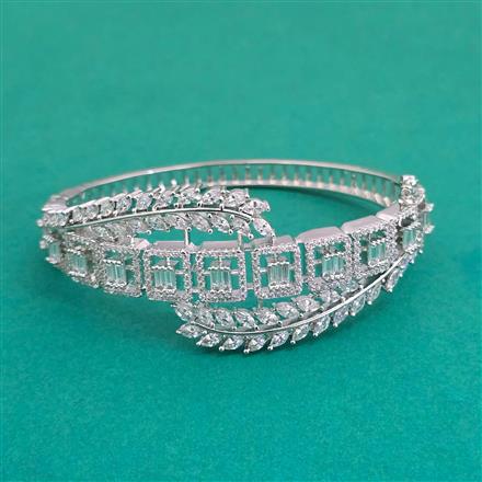 American Diamond Openable Kada With 2 Tone Plating Rhodium Plating