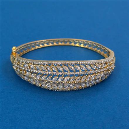 American Diamond Openable Kada With Mehndi Plating 2 Tone Plating Rhodium Plating