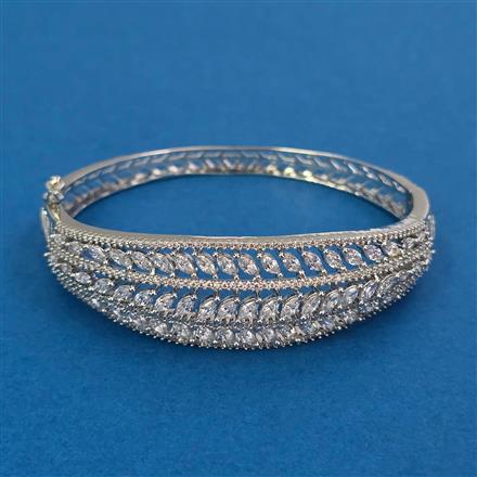 American Diamond Openable Kada With Mehndi Plating 2 Tone Plating Rhodium Plating