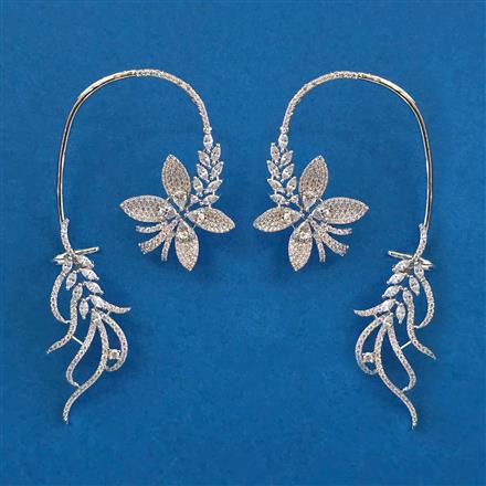 American Diamond Earcuff With Mehndi Plating 2 Tone Plating Rhodium Plating