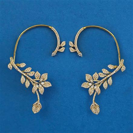 American Diamond Earcuff With Mehndi Plating 2 Tone Plating Rhodium Plating