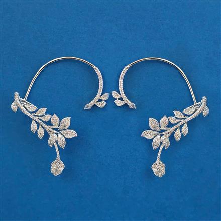 American Diamond Earcuff With Mehndi Plating 2 Tone Plating Rhodium Plating