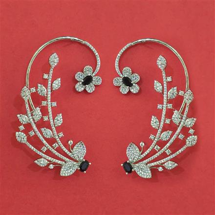 American Diamond Earcuff With Rhodium Plating