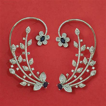 American Diamond Earcuff With Rhodium Plating