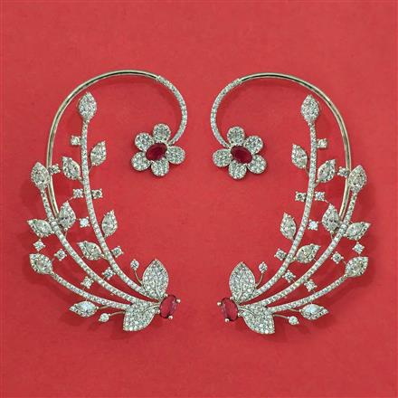 American Diamond Earcuff With Rhodium Plating