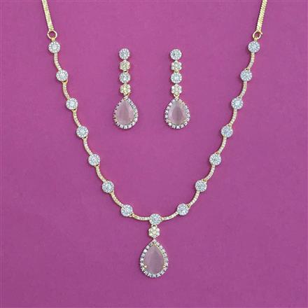 American Diamond Classic Necklace With 2 Tone Plating