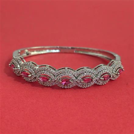 American Diamond Openable kada with Rhodium Plating