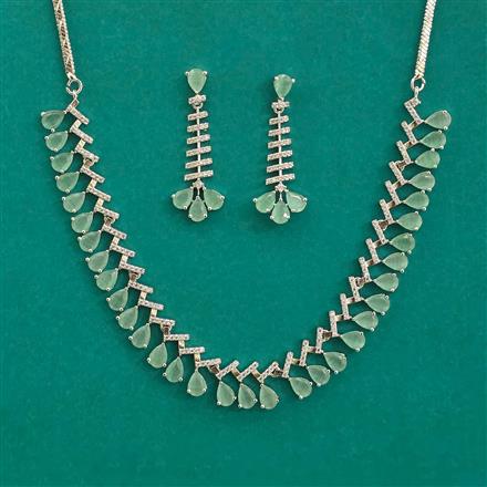 American Diamond Classic Necklace with Rhodium Plating