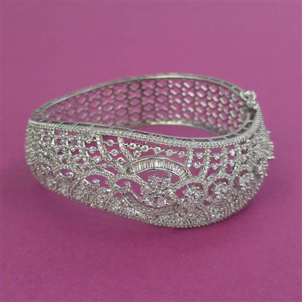 Cubic Zirconia Openable kada with Rhodium Plating 2 Tone Plating