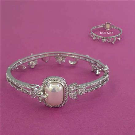 Cubic Zirconia Openable kada with Rhodium Plating Plating Mehndi Plating