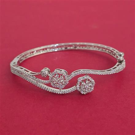 Cubic Zirconia Openable kada with Rhodium Plating 2 Tone Plating